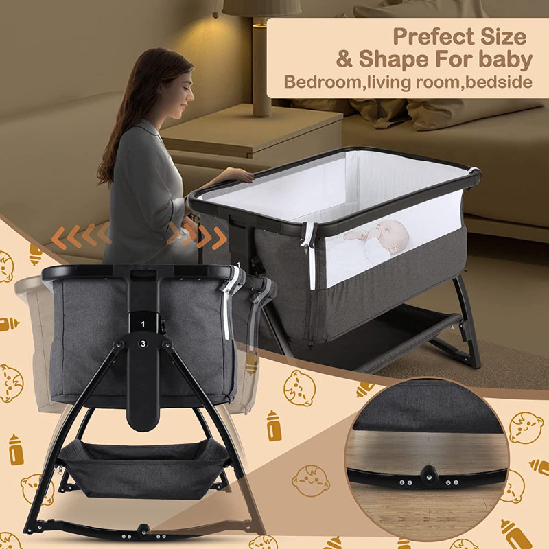 Zoomie Kids Heike Portable Baby Crib With Comfortable Mattress